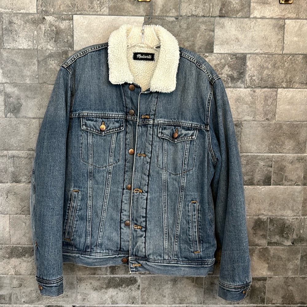 Men’s Madewell Denim Jacket Large Sherpa Lined